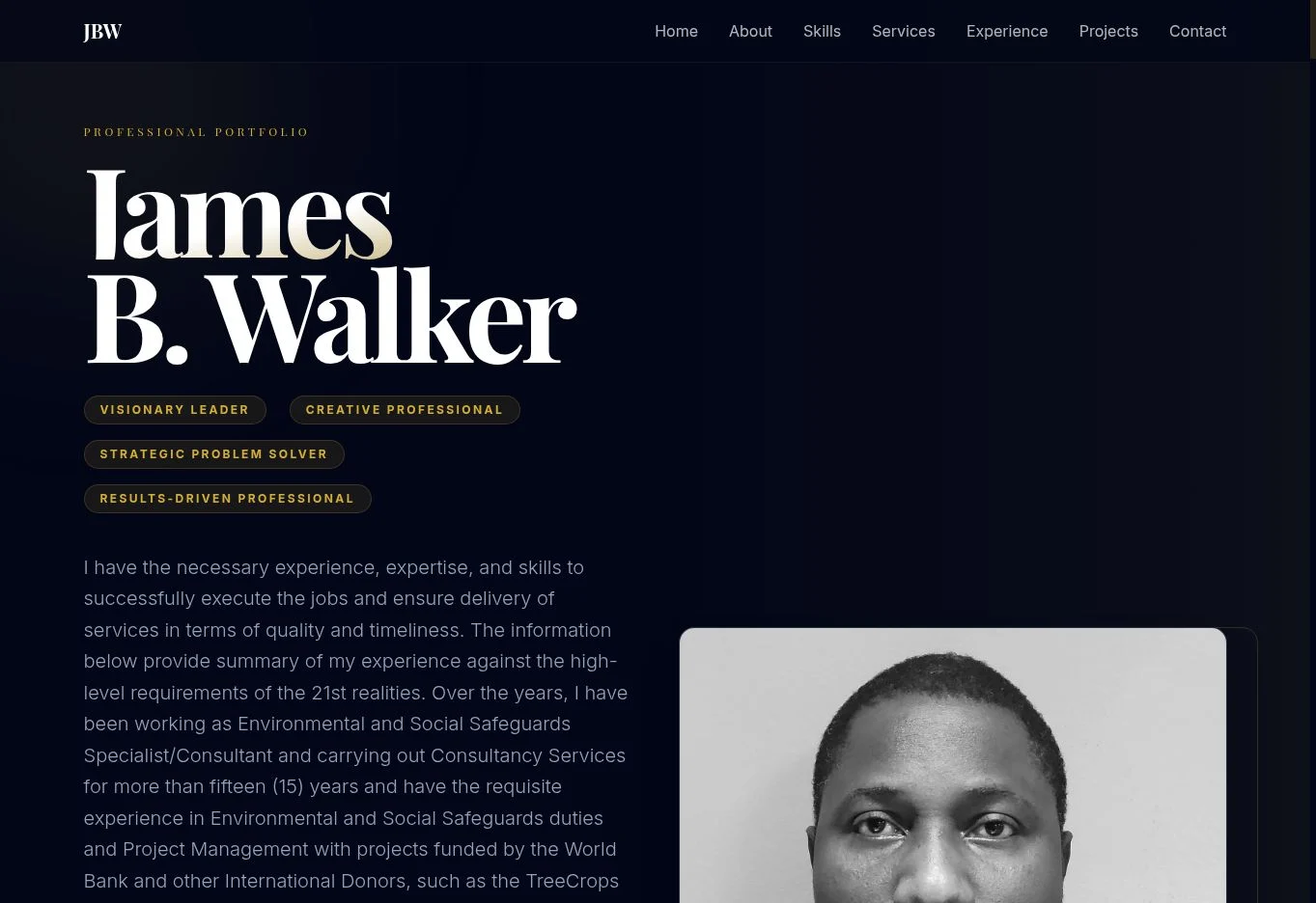 James B. Walker professional portfolio homepage