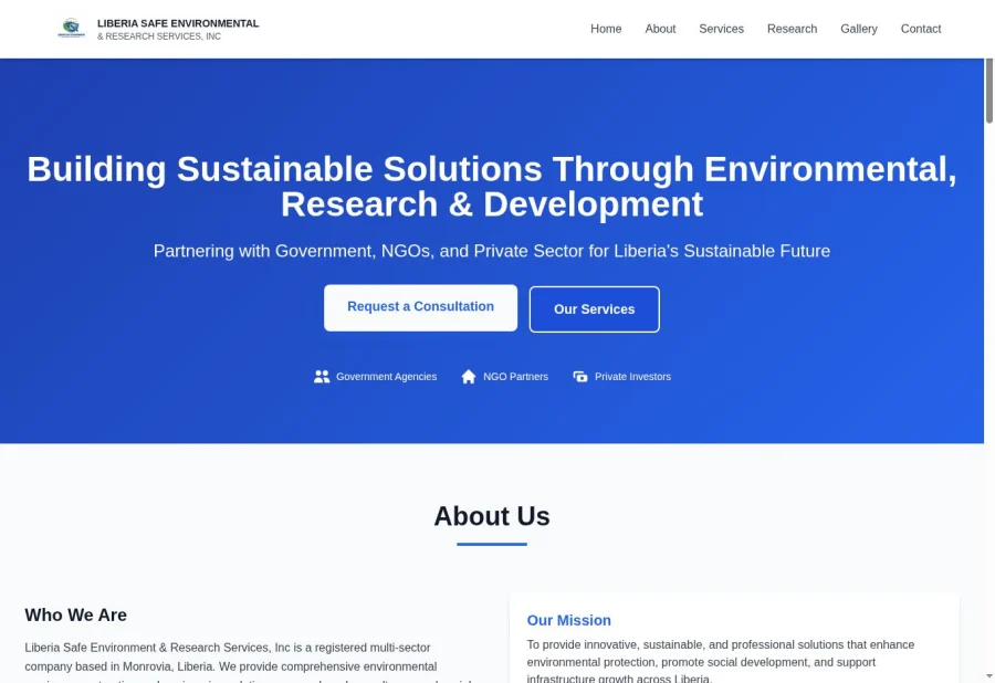 Liberia Safe Environmental and Research Services homepage
